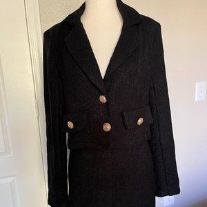 Steve Madden Black Crop Blazer and Skirt Set